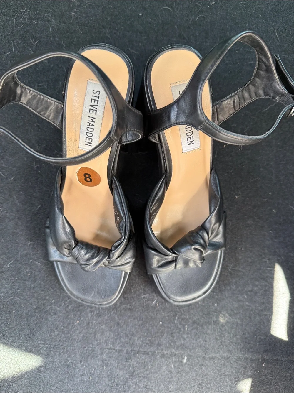 Steve Madden Black Knot-Front Platform Sandals with Ankle Strap